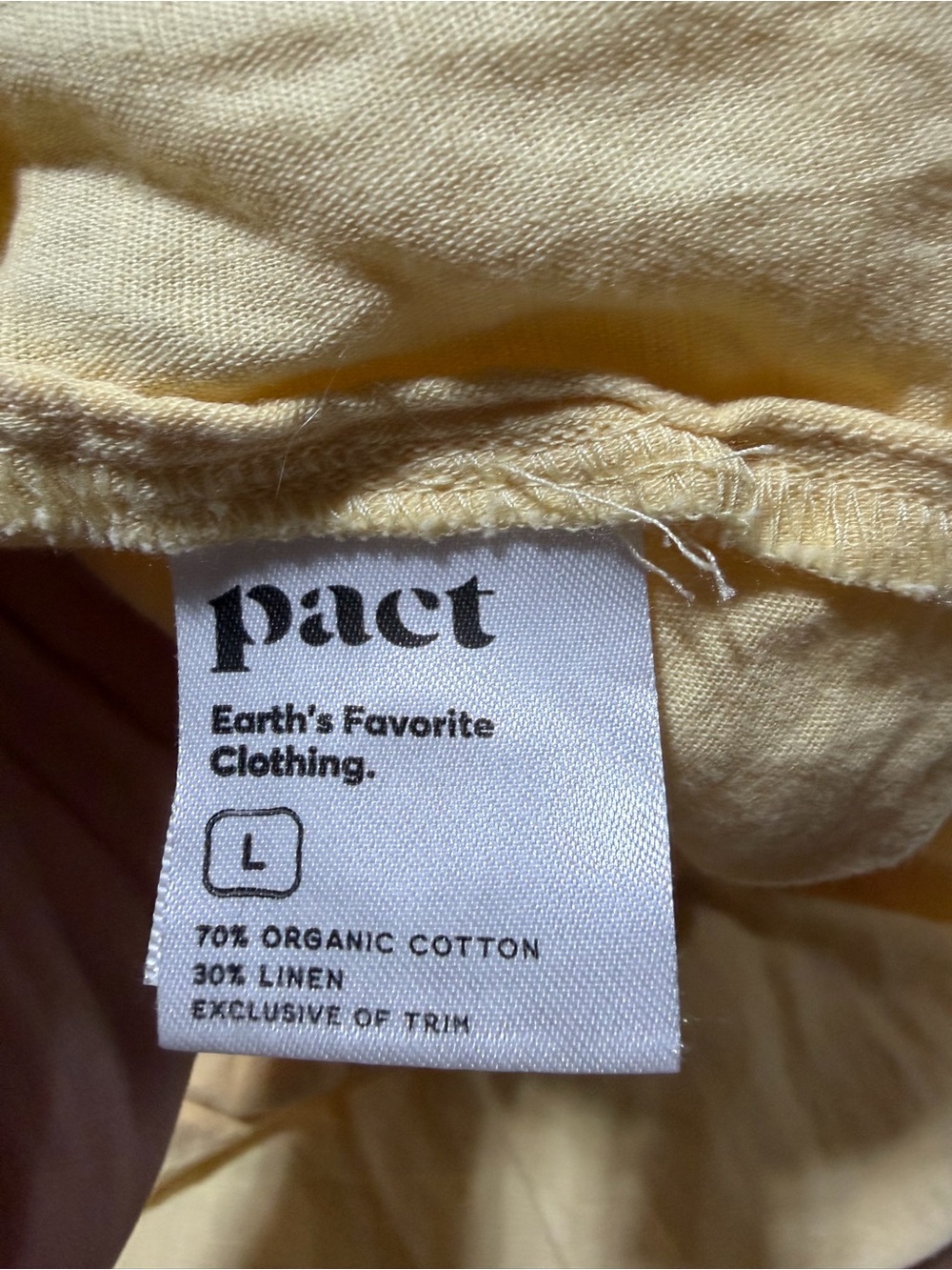 Pact cotton linen blend Light Yellow Button-Front Sundress large - Picture 10 of 11